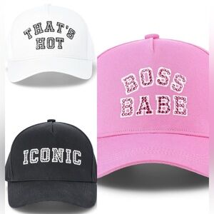 Paris Hilton Baseball Hat Collection of 3 Brand New In Package  Pink White Black